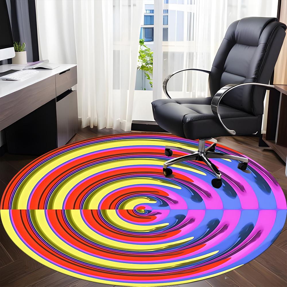 1pc Hypnotic Circle Pattern Chair Carpet for Office Non Slip, Machine Washable Rug for Office, Room Holiday Decor for Christmas, Birthday Polyester