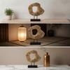 Resin Circular Form Sculpture WoodLook Abstract with Base Carved Statue Ebony