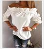 European and American One-Shoulder Ruffle Chiffon Blouse - Women's Short Sleeve T-Shirt