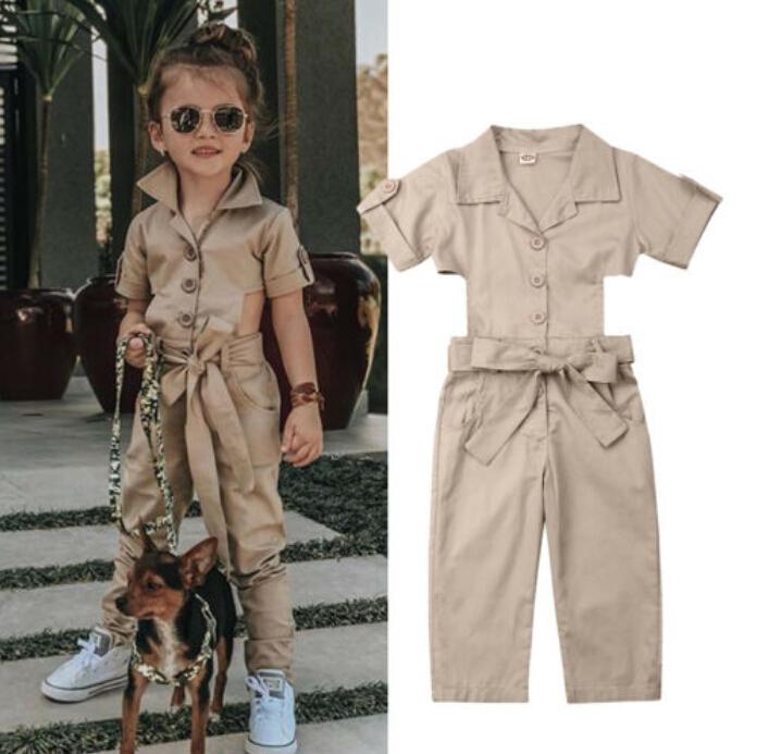 Girls Clothes Casual Solid Backless Belt Cotton Lace Sleeveless Romper Jumpsuit