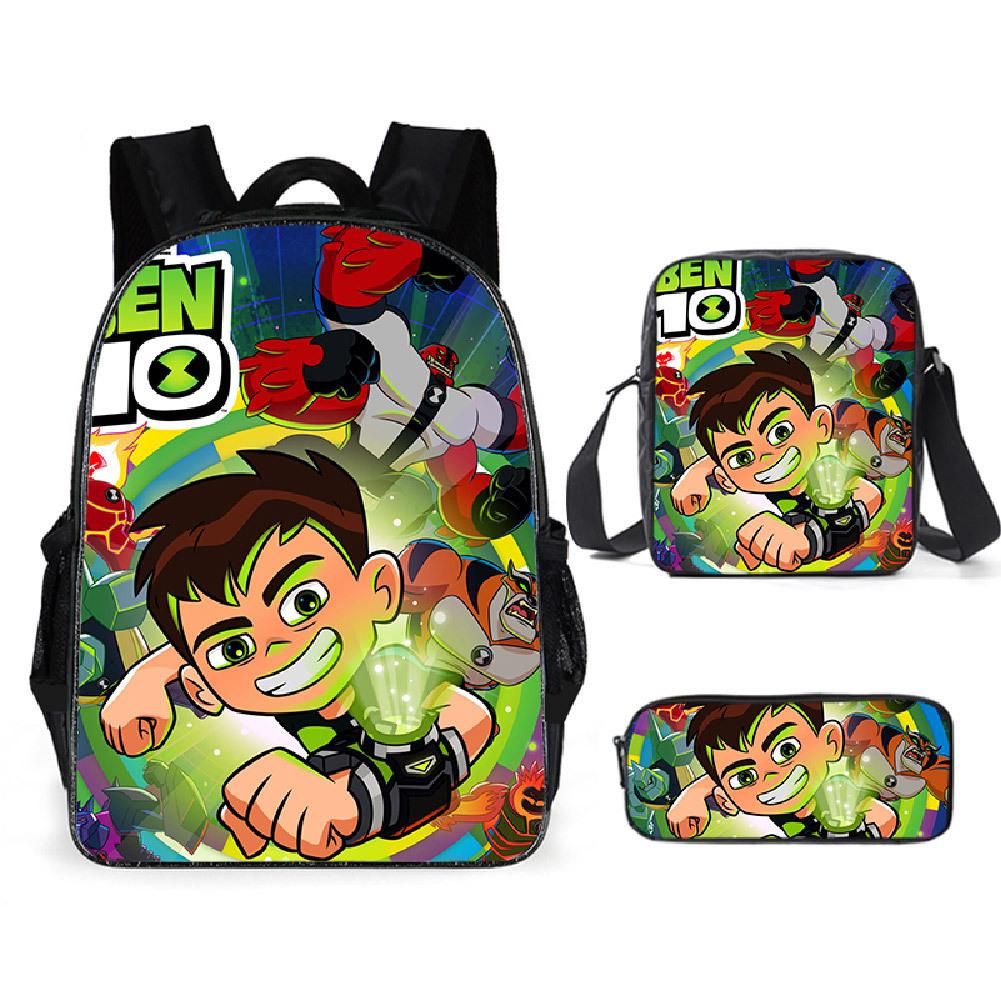 Less Hacker Backpack Ben 10 Student School Bag Anime Cartoon Backpack Lunch Bag Satchel Pencil Case