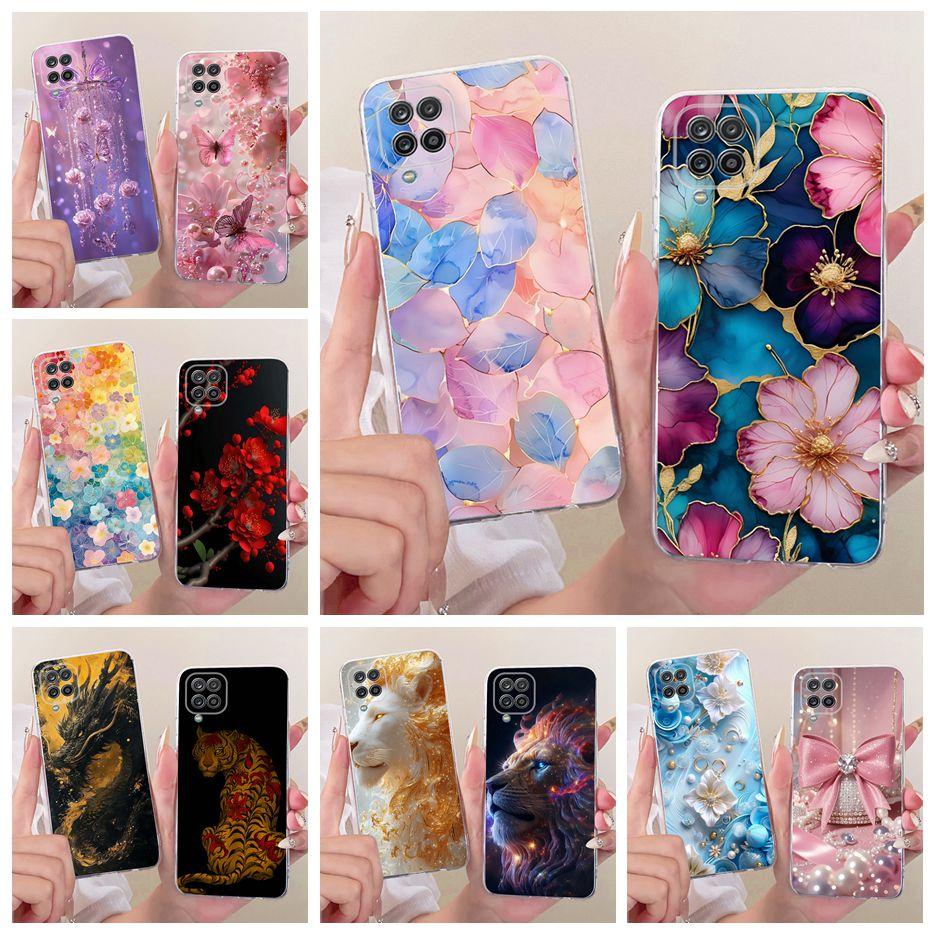 For Samsung Galaxy A12 Case F12 M12 Colorful Flowers Painted Cover Soft Slim Phone Case For Samsung A12 M 12 Galaxy M12 F12 Bags
