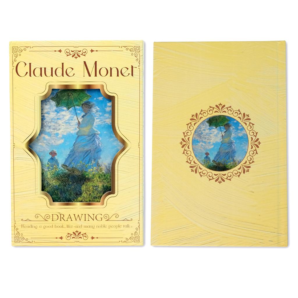 Retro Literature And Art Woman Holding An Umbrella On The Grass Oil Painting Notebook Hard Surface Material Thick Book Record Daily