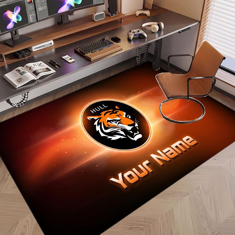 Custom Rug Hull City Pattern Print Name Text Soft Non‑Slip Floor Carpet for Home Indoor Decoration