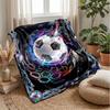 Cyberpunk Soccer Ball Blanket Personalized Name Flannel Blanket Soft Cozy Plush Throw for Sofa Bed Lightweight Home Decor