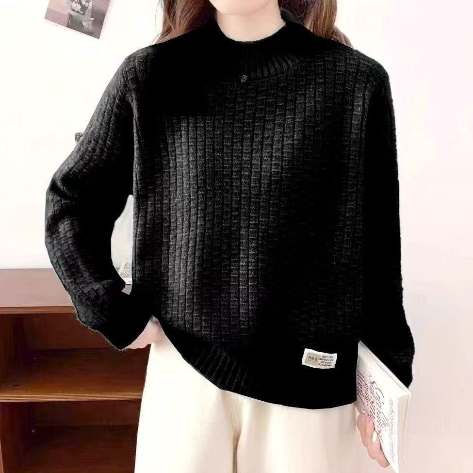 Autumn/Winter 2025 Retro Loose Pullover: Soft, Cozy, and Versatile Knit Sweater чёрный