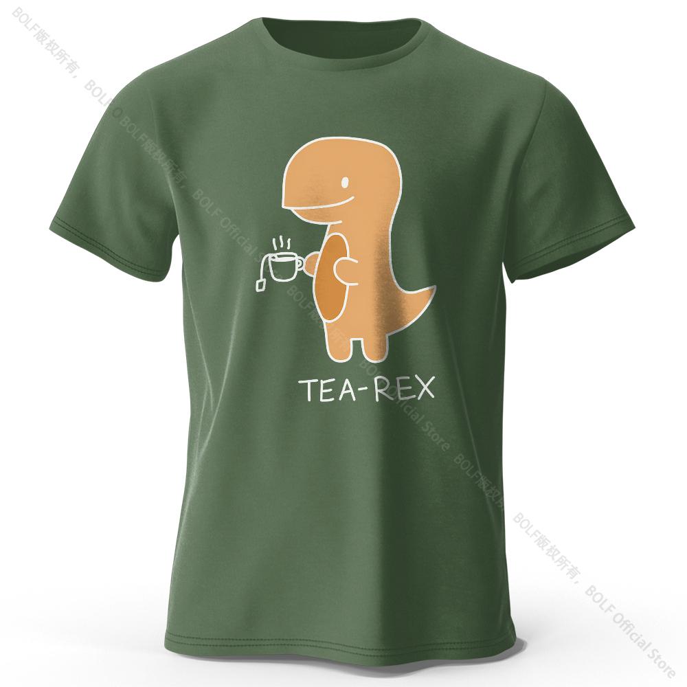 TeaRex Dinosaur Printed 100 Cotton TShirt Soft Breathable Round Neck Short Sleeve Tee Unisex Fun Quirky Style