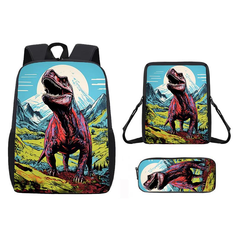 Dinosaur Animal Print Children School Backpack With Durable Oxford Material