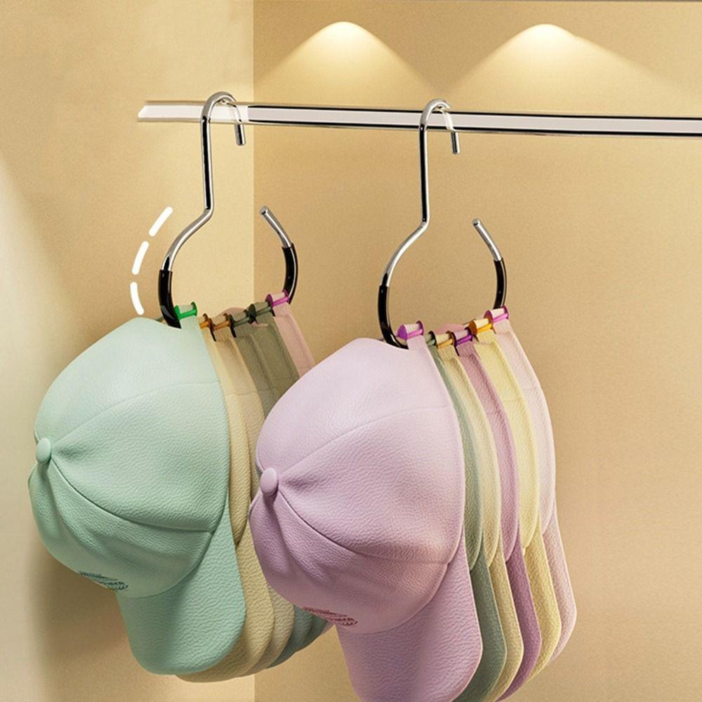 5Pcs Carbon Steel Closet Hat Hanger Space Saving Baseball Cap Hanger Hat Storage Hook Wardrobe