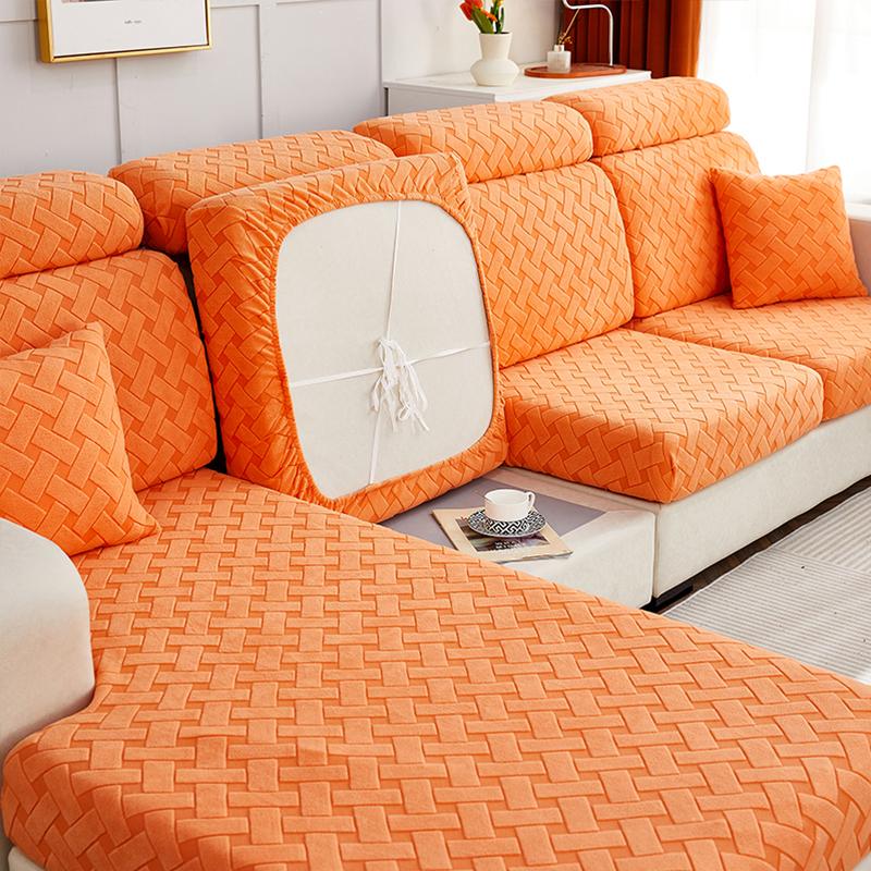 Square Jacquard Cushion Cover For Living Room Solid Stretchy Sofa Cover Velvet Couch Cover Sofa Protector Seat Cover