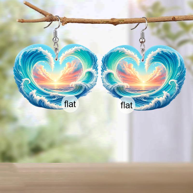 Chic Wave Turtle Acrylic Dangle Earrings For Women 2D Flat Earrings Summer Earrings Y2K Fashion Earrings Vacation Casual Earrings Female Gift