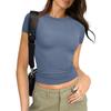 Dame Sommer Basic Slim Fit Topper Kortermet Hals Tettsittende T-skjorter