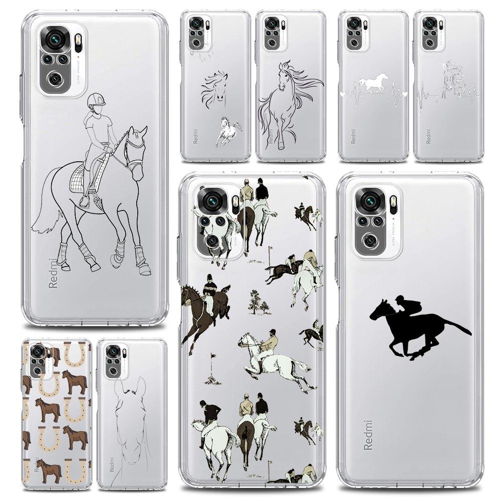 Phone Case For Xiaomi Redmi Note 13 12 5G 9S 9 8 10 11 Pro Plus 4G 9T 13C 12C 10C 9C 9A 7 Pro Clear Cover Animal Art Horse