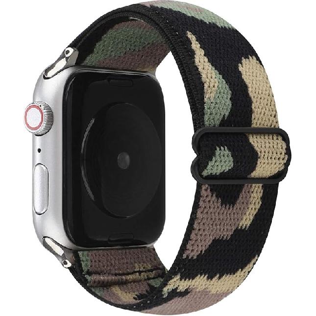 Adjustable Elastic Wristband Bracelet Stretchy Nylon Band Stylish Art Design Loop Strap Compatible with Apple Watch Series 10 9 8 7 6 5 4 3 2 1 SE