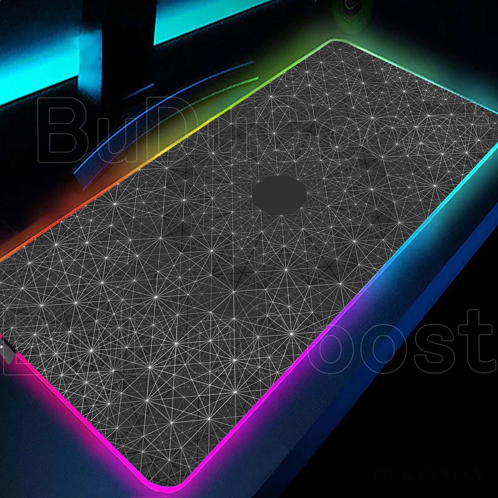 RGB Cool Geometric Shape Starry Sky Mouse Pad Gaming Geometry Luminous Anti Slip Computer Office Rubber Cool Mouse Pad Desk Pads