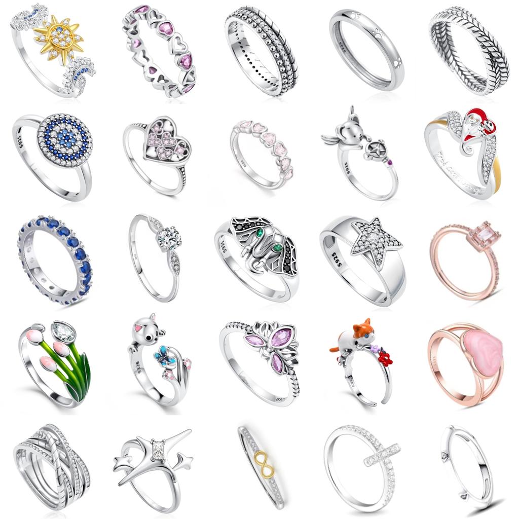 2025 New 925 Sterling Silver Star and Moon Heart Zircon Elephant Heart Ring Rings Fashion Fine Jewelry for Women Size 6 7 8 9