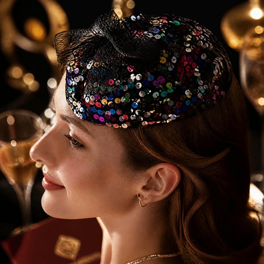 Glitter Sequin Half Hat Headband Breathable Women's Hair Hoop Glitter Sequin Headband Summer