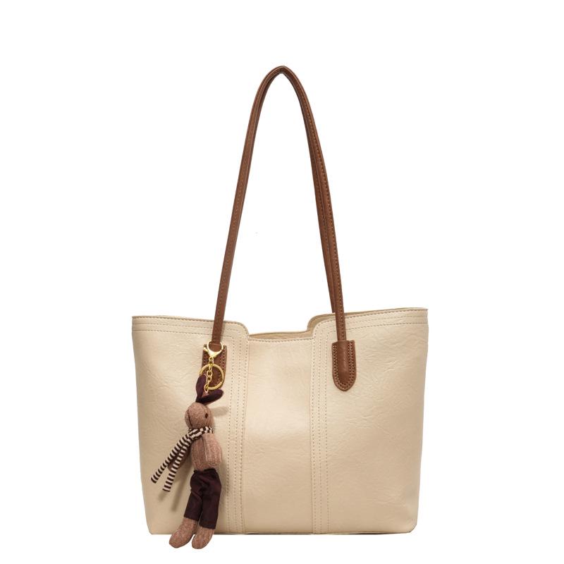 

Myllard Vintage Casual Tote Bag - Large Capacity, Soft Textured PU Leather for Everyday Use Single Bag вершковий/білий