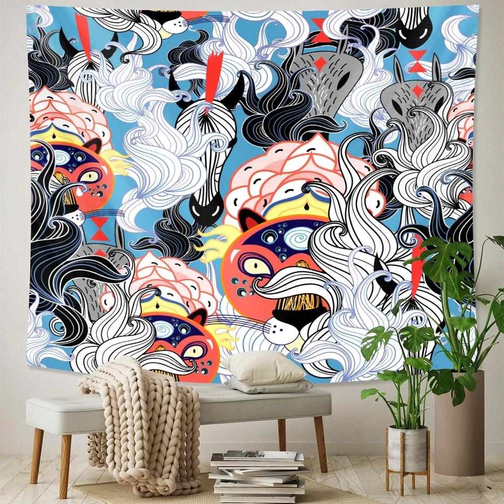 Psychedelic Scene Home Art Decoration Animal Tapestry Hippie Bohemian Decoration Sheet Sofa Blanket Wall Decoration Yoga Mat