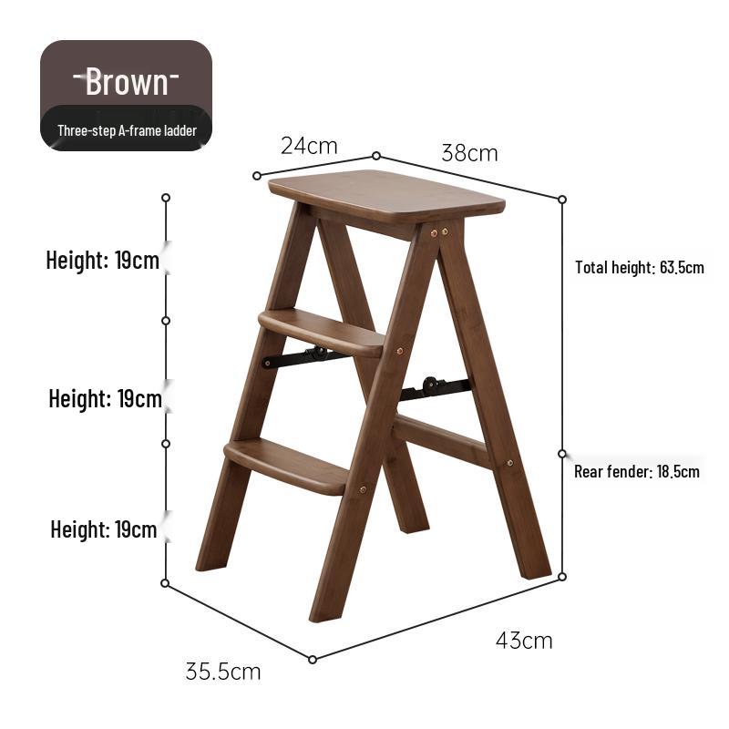 Multifunctional Folding Step Stool: Two-Step Ladder & Storage Rack for Kitchen & Bar