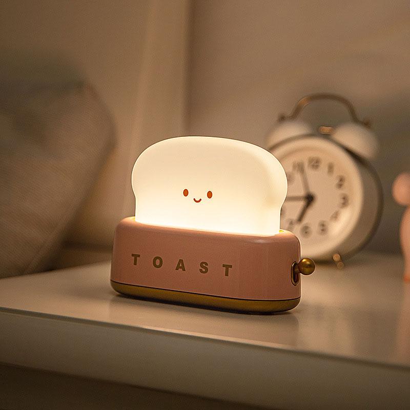 Bread Toast Table Light Toaster Nightlight Creative USB Rechargeable Led Lamp Decor Holiday Baby Bedroom For Birthday Gift