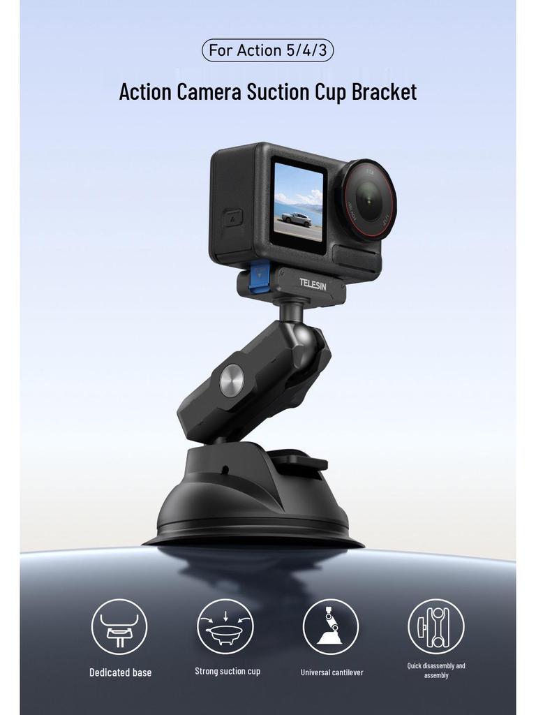 Supporto a Ventosa DJI Action 5 Pro/4 per Fotocamera Osmo 360 - Supporto Fisso per Vetro Auto