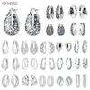 Original 925 Silver Classic Hollow-out Versatile Hoop Earrings for Women Fine Retro Jewelry Wedding Birthday Party Gift