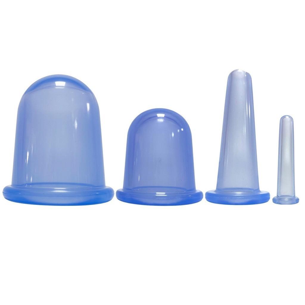 4pcs Set Silicone Jar Vacuum Cuppings Cans Storage Bag Body Neck Massage Facial