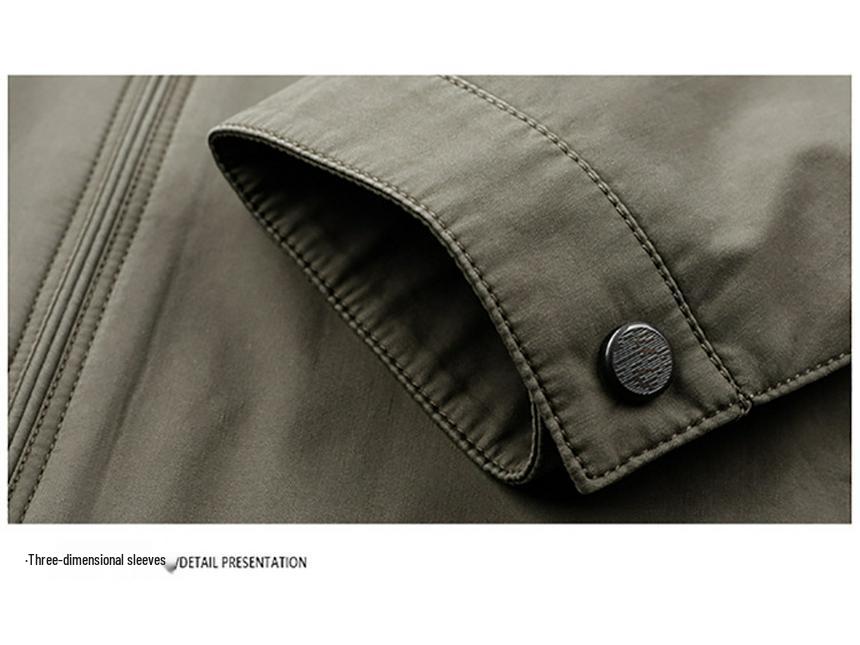 100% Cotton Men's Fashion Lapel Jacket - Perfect for Spring/Autumn Business Wear for Middle-Aged Leaders