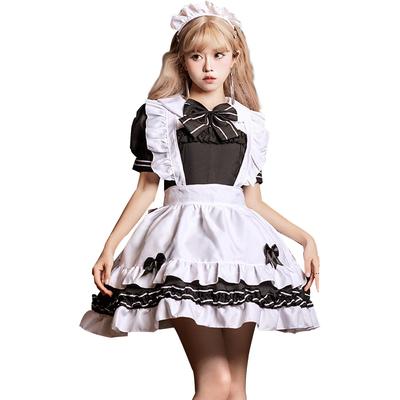 Socpuro Roztomilé Služobnícke Lolita Moe Šaty Zástera Služobnícka Kaviarne Cosplay Čierne a Autentické Služobnícke Každodenné Školské Kostýmy Oblečenie na Párty, Lolita/Gotický Štýl, + +