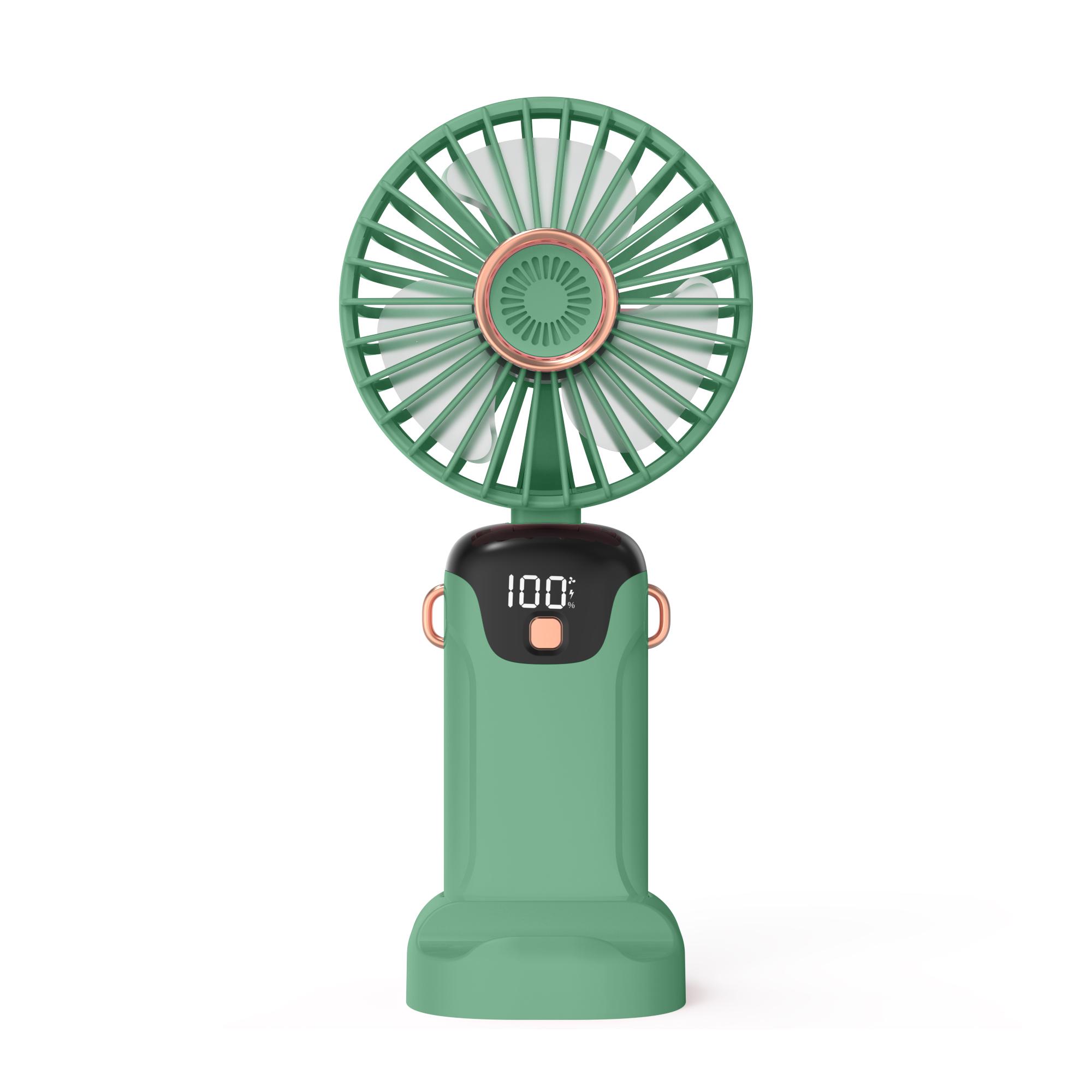 

Portable Handheld Mini Fan Foldable Neck Hanging Fans 5 Speed USB Rechargeable Fan with Phone Stand and Display Screen 2400mAh