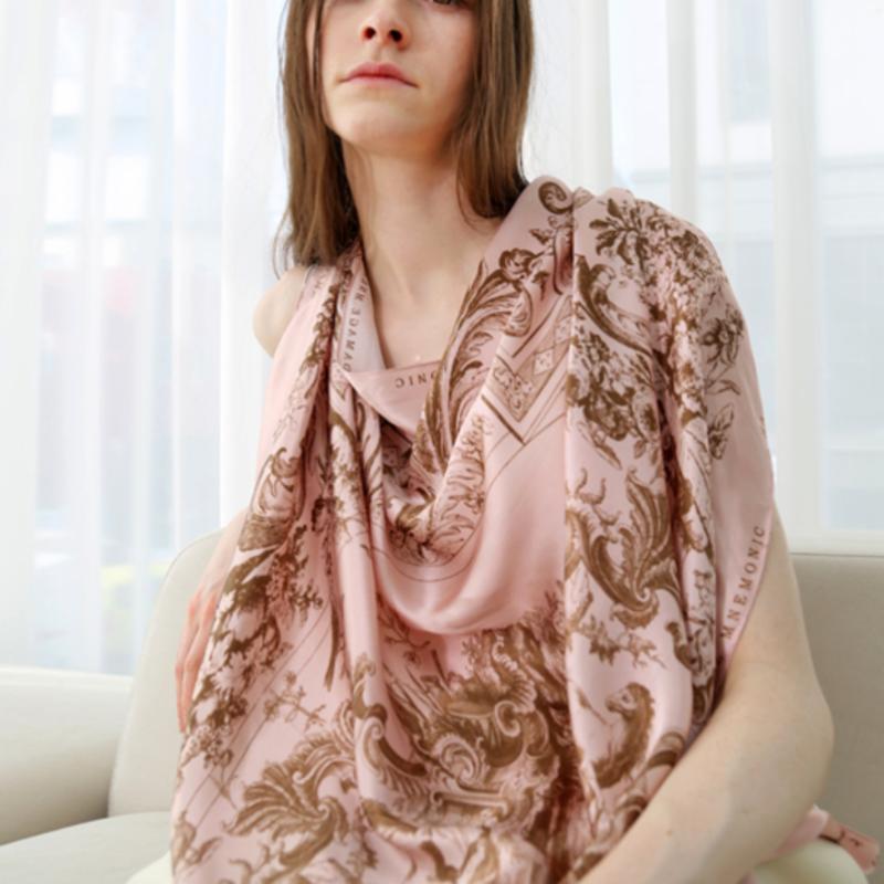 

DAMAGE MNEMONIC 100% Silk Indie Pink Scarf 90cmx90cm free