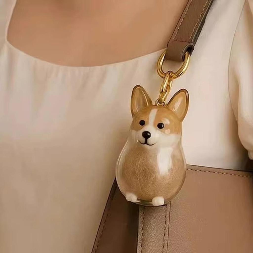 Dog Shape Dog Hair Storage Box  Transparent Pet Hair Keychain DIY Handmade Acrylic Puppy Pendants Pet Lovers