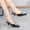 Female Pointed Toe Sandals Women's Solid Color Shoes Rhinestone High Heels Summer Sexy Lightweight Work Office Pumps