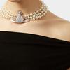 VIVIENNE WESTWOOD Collana in Ottone Cristallo Rilievo Basso Tre File Donna collana Argento 6303000702P127P127