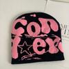 Trendy fashion letter wool hat autumn and winter couple warm pullover hat men's street personality knitted hat
