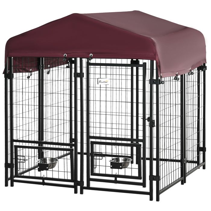PawHut - Chenil Extérieur pour Chiens - Acier - 120x120x138cm - Multicolore