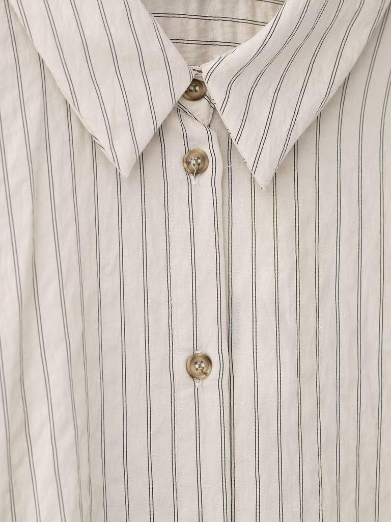Spring 2025 Women's European & American Style Striped Short Sleeve Shirt with Casual Long Pants