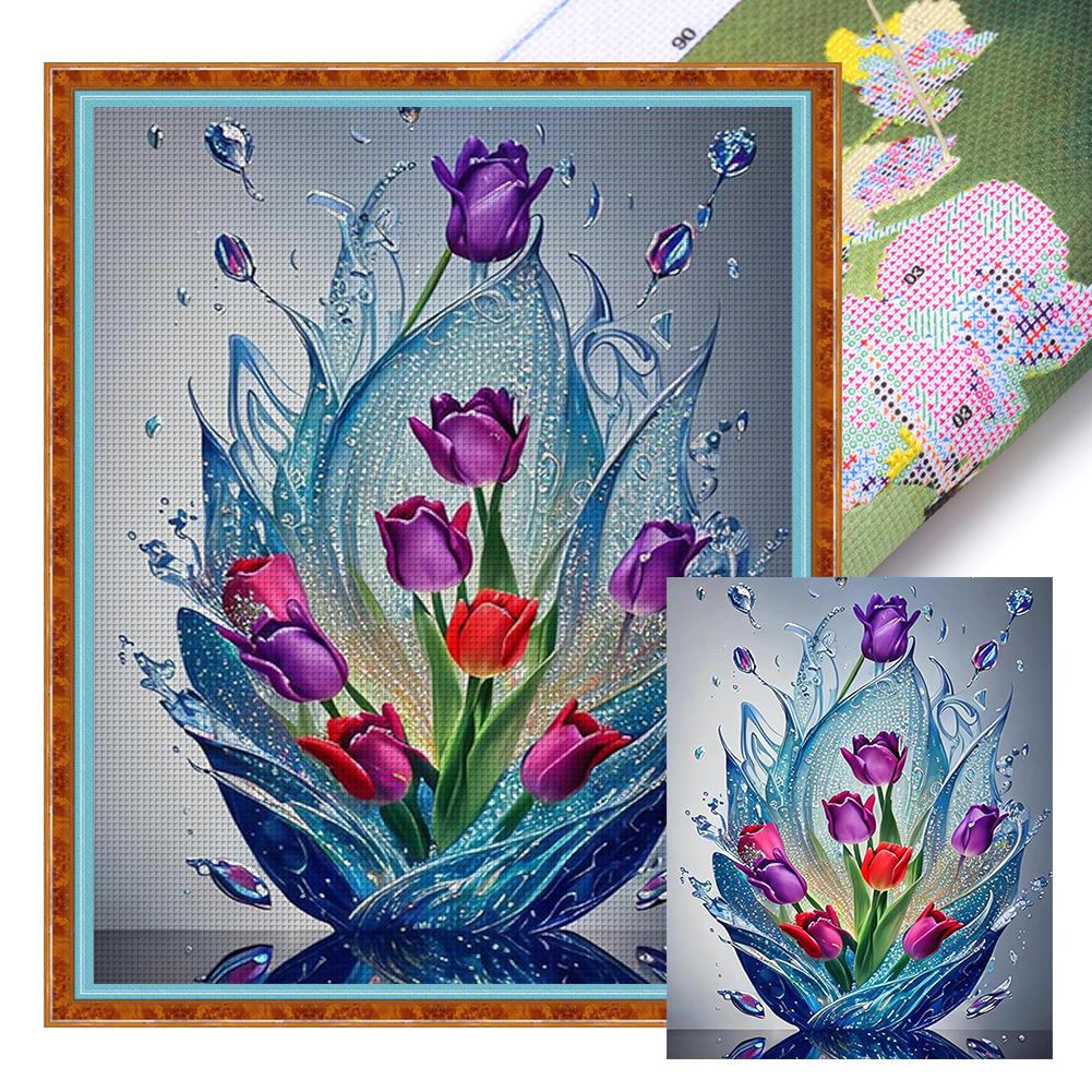 

Полный комплект для вышивки крестом из эко-хлопка 11CT Printed Tulip