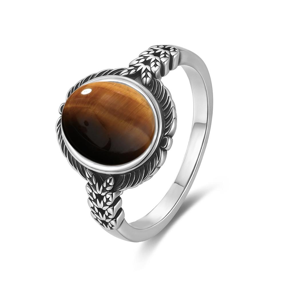 Vintage S Sterling Silver Natural Moonstone Ring Oval 8*10MM Simple Black Twists Ring Party Gifts Fine Jewelry For Women Men