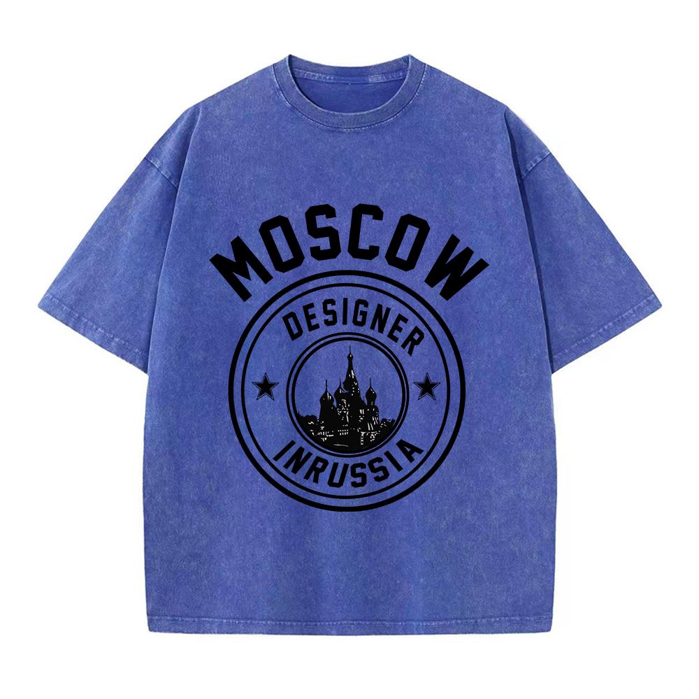 Woman Cotton Washed T-Shirts Fashion Design Moscow Designer In Russia Printed Tops Loose Distressed Street Female Clothes