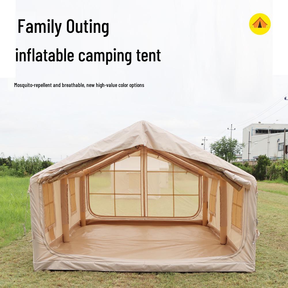 Portable Outdoor Inflatable Camping Tent with Full Set, Rainproof & Sun-Protected, Thickened Oxford Cloth