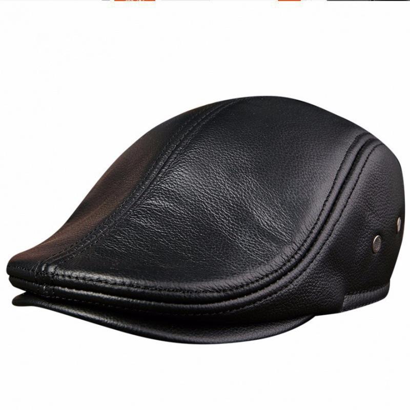 Lammfell Baseballkappe/Barett für Herren - Herbst Winter Lässige Modehüte für reife Jugend und ältere Menschen 57cm