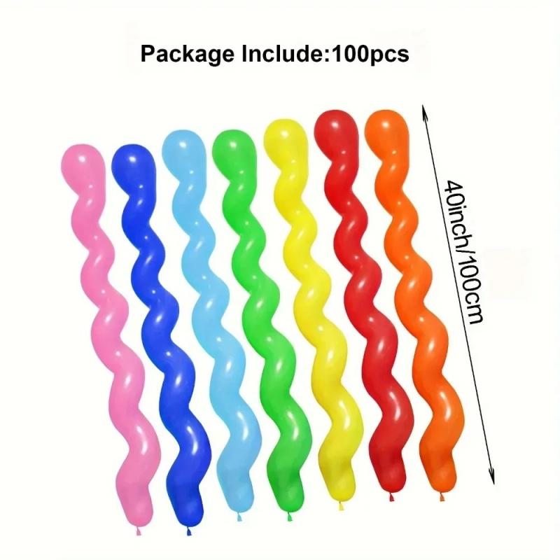 100CM/40Zoll Latex Spiralballons Verschiedene Farben Gedrehte Lange Bunte Alberne Spielballons Party Geburtstag Festival Zubehör