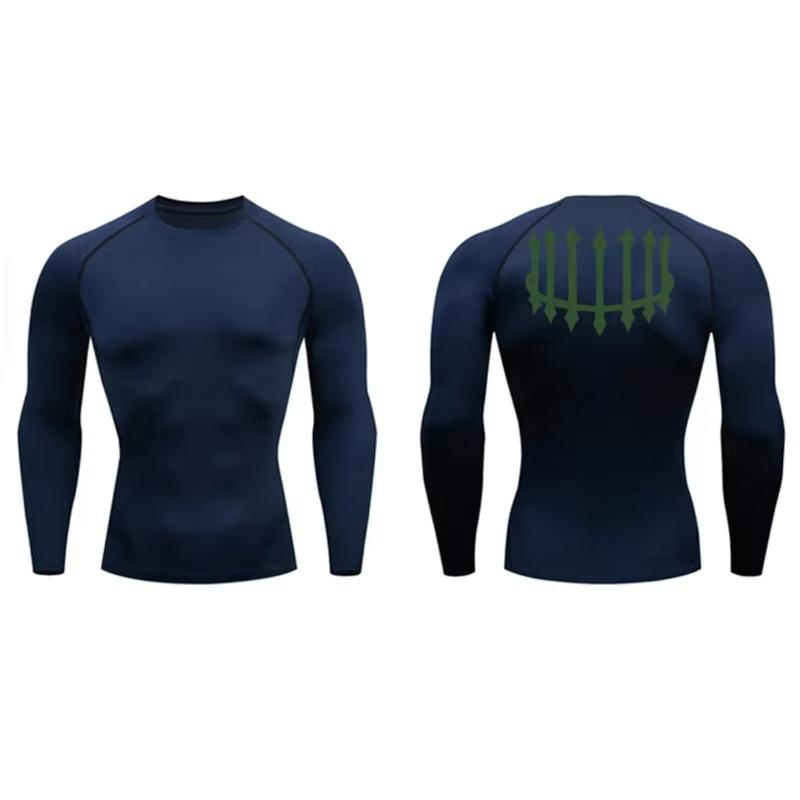Graphic Print Men's Compression Shirt Quick Dry | Gym Workout Running Fitness Baselayer Top RL000483