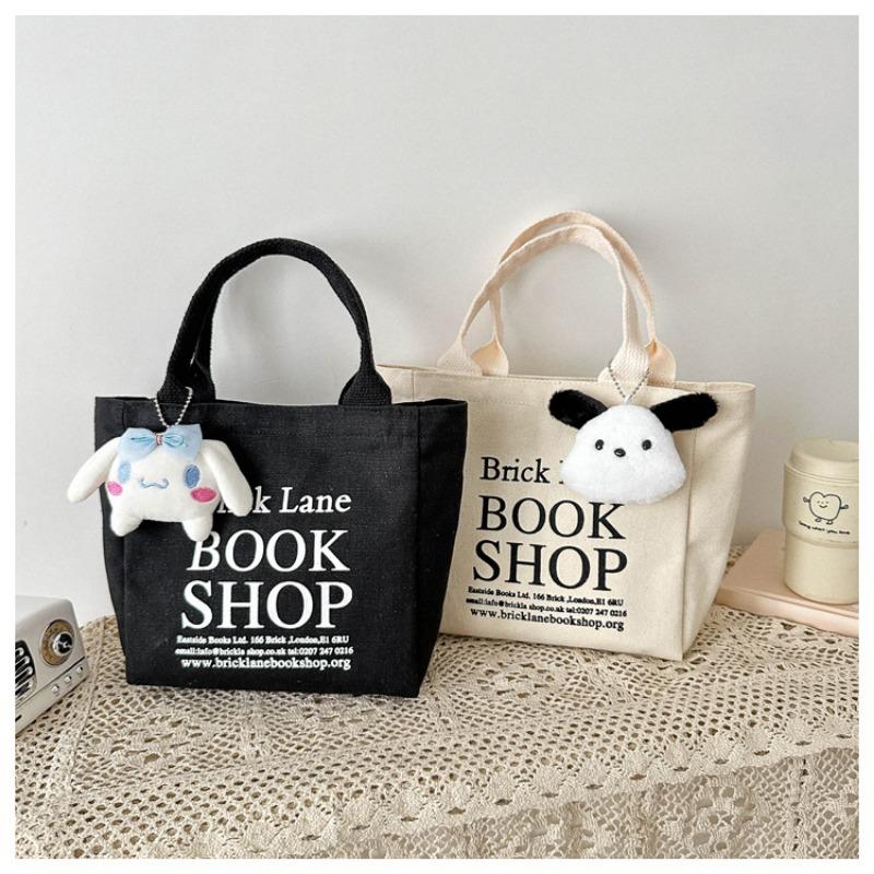 Basit Mini Tote Kova Çanta Büyük Kapasiteli Dış Saplı Kanvas Çanta