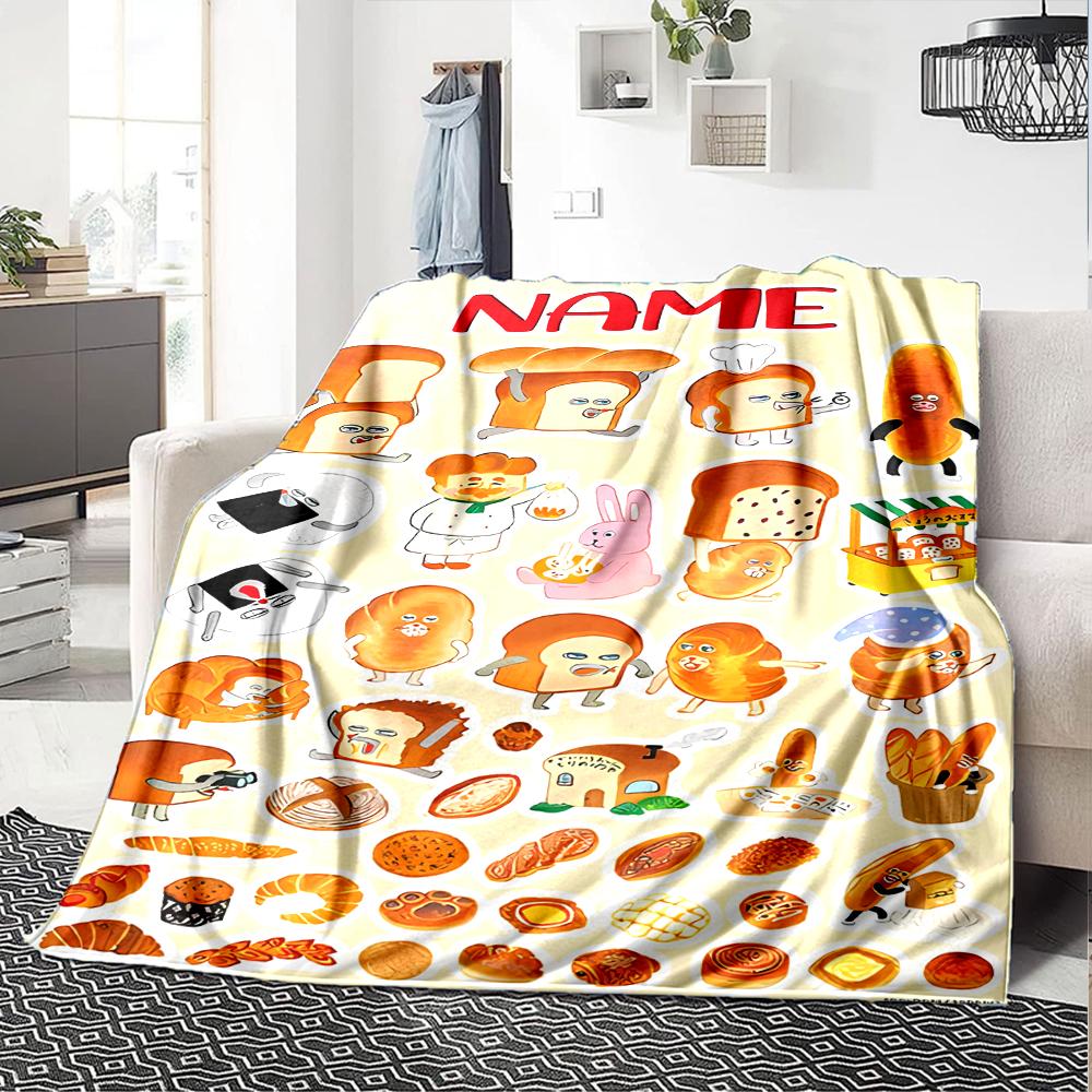 Customiz Name Personality Bread Thief Blanket Soft &Warm Sofa Office Bed Travel Lunch Break Blanket, Gift Suitable for All Seasons