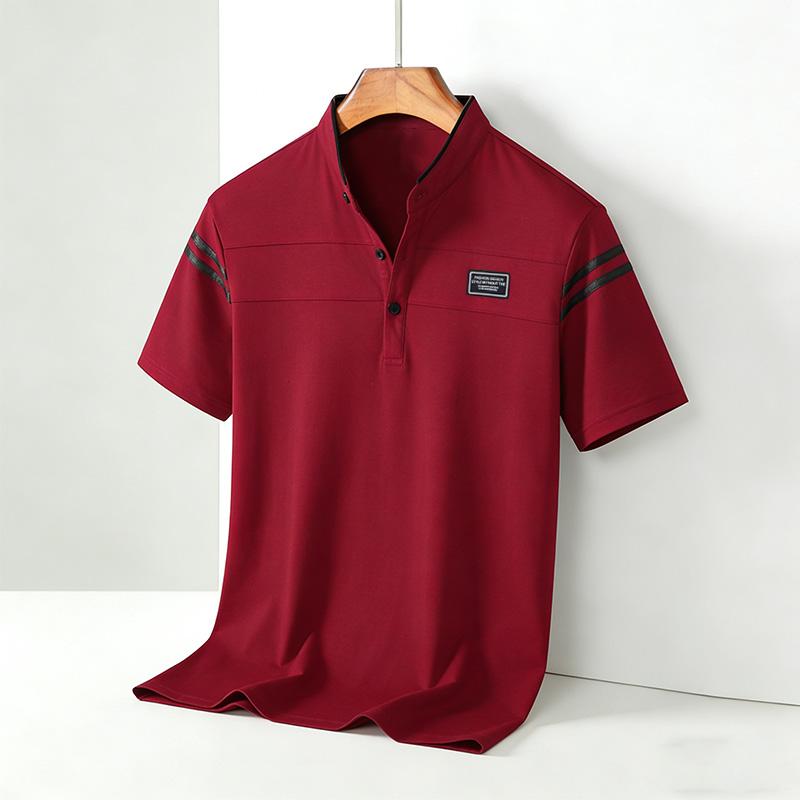 Men's Summer POLO T-shirt Casual Cotton Breathable Top Stand Up Neck Short Sleeve Korean Comfortable T-shirt