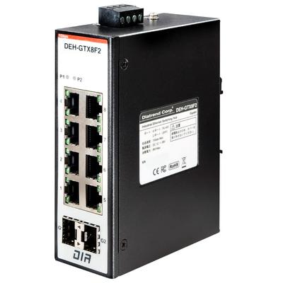 Průmyslový Ethernetový přepínací hub Gigabitový typ s SFP portem DEH-GTX8F2(LX10B15-w)