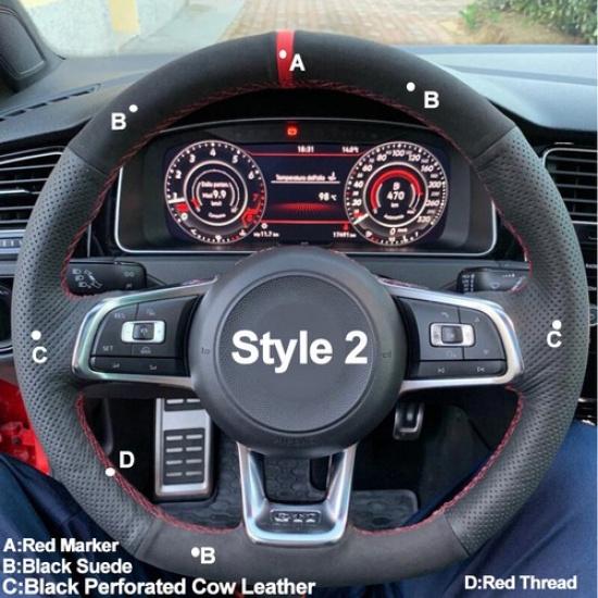 Hand Sewing Steering Wheel Cover For Volkswagen Golf 7 GTI Golf R MK7 Polo GTI